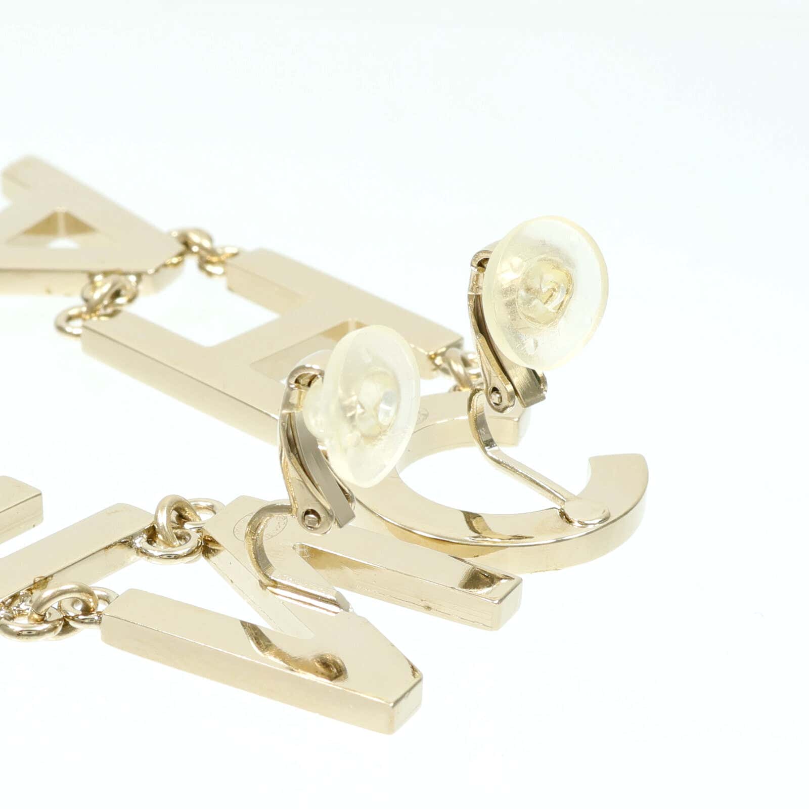 CHANEL 金屬CHA-NEL Logo Letter Drop Earrings耳環