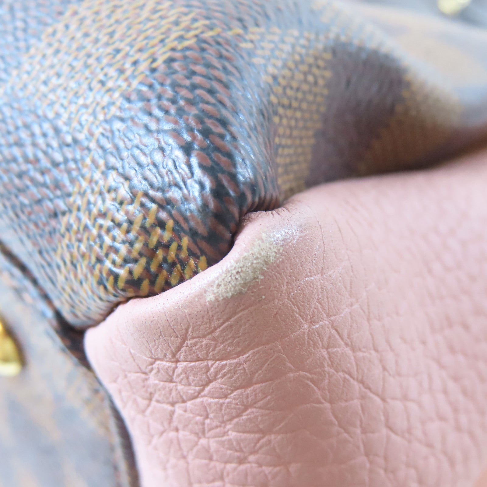 LOUIS VUITTON 【激減優惠】Damier Ebene Normandy金扣手挽肩背兩用袋啡色/粉紅色