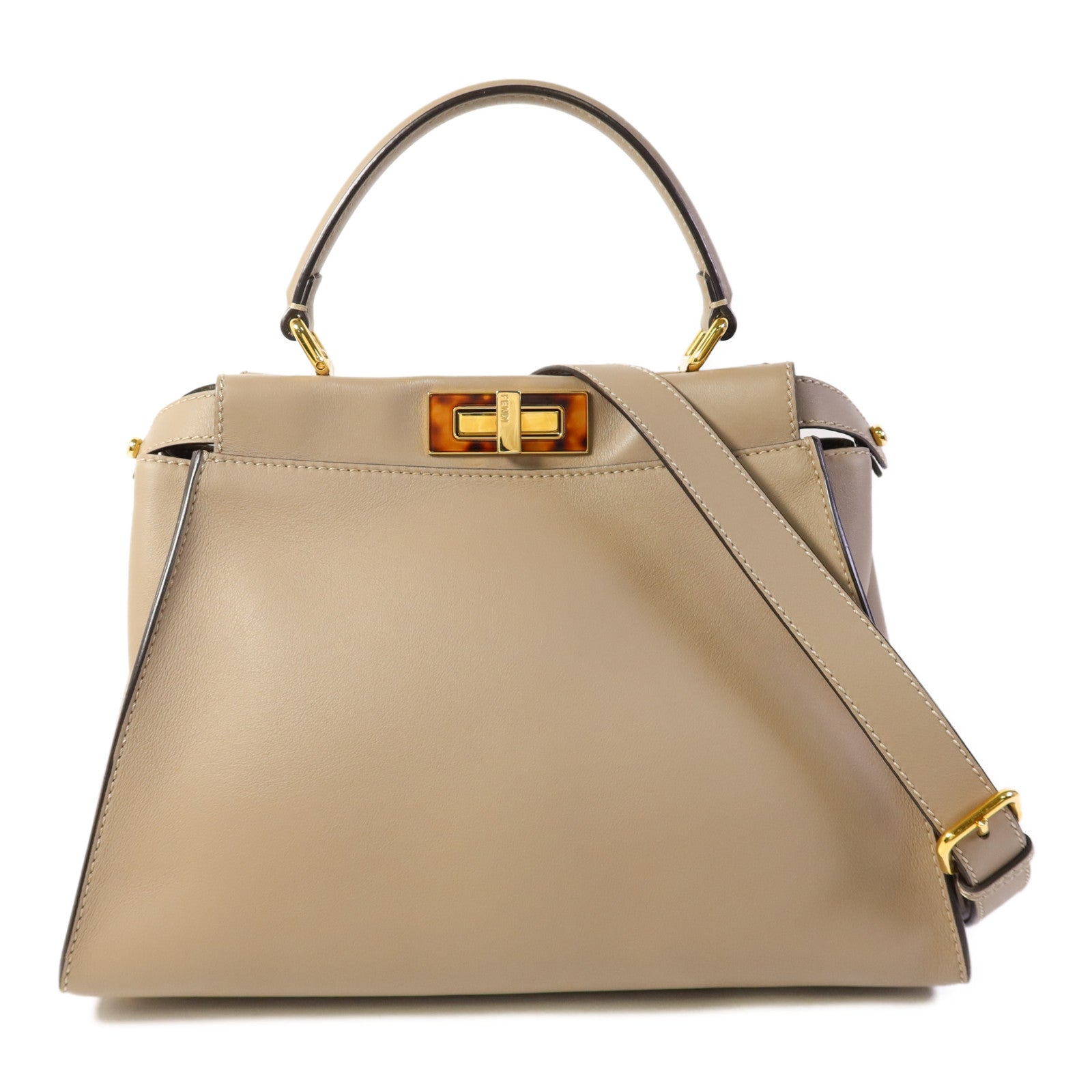 FENDI 牛皮皮革Peekaboo金扣手挽肩背兩用袋