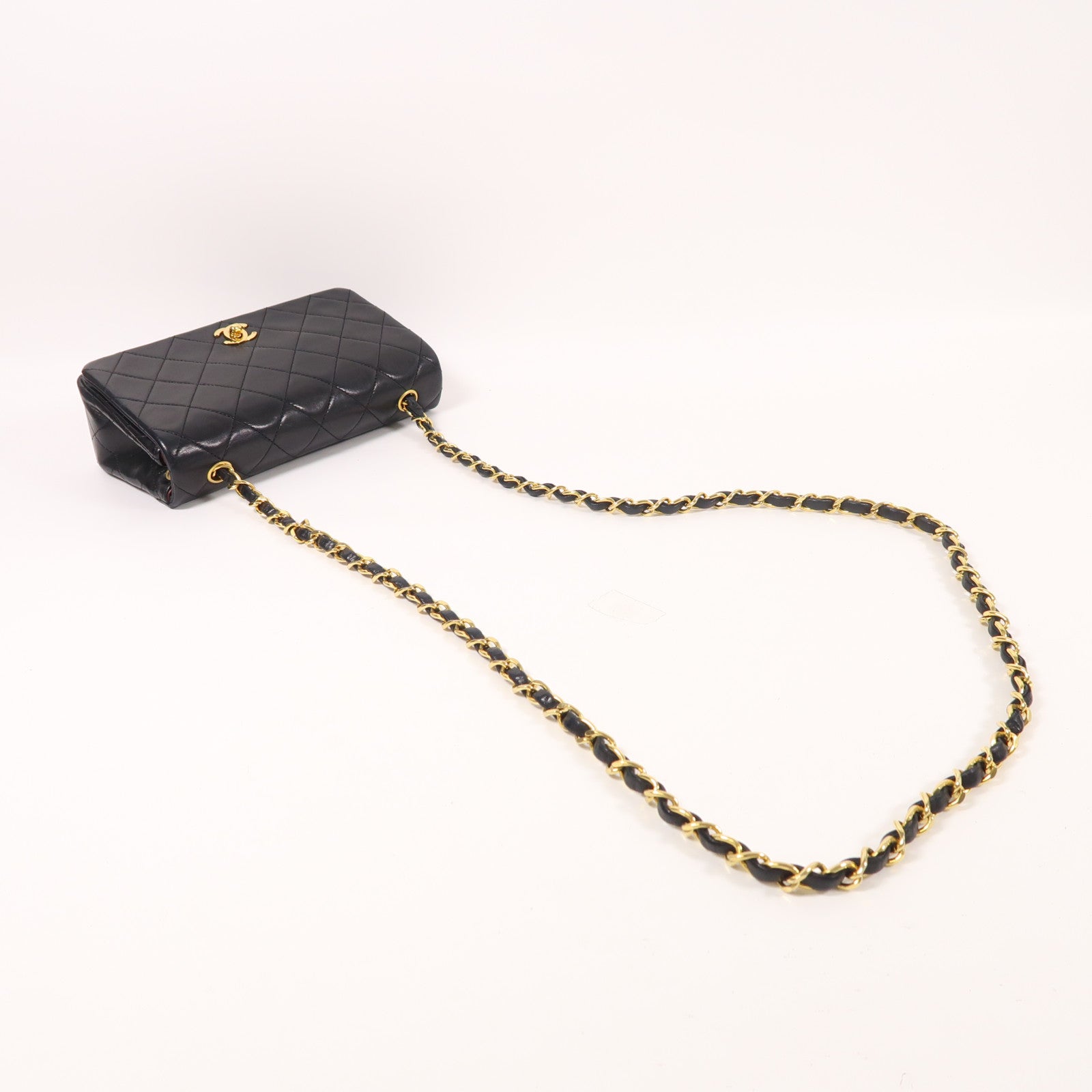 CHANEL 羊皮皮革Vintage Chain Shoulder金扣鏈帶肩背袋