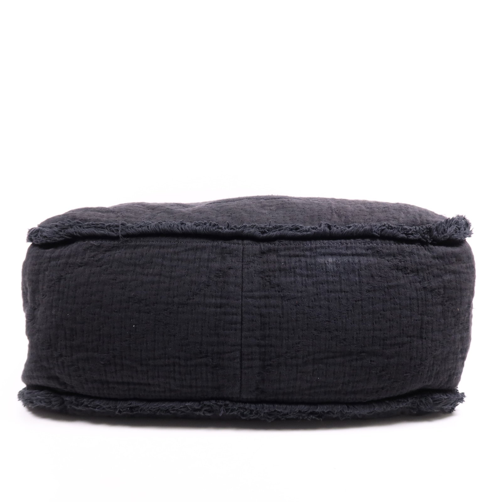 CHANEL 帆布/皮革Deauville Tote Bag銀扣鏈帶肩背袋