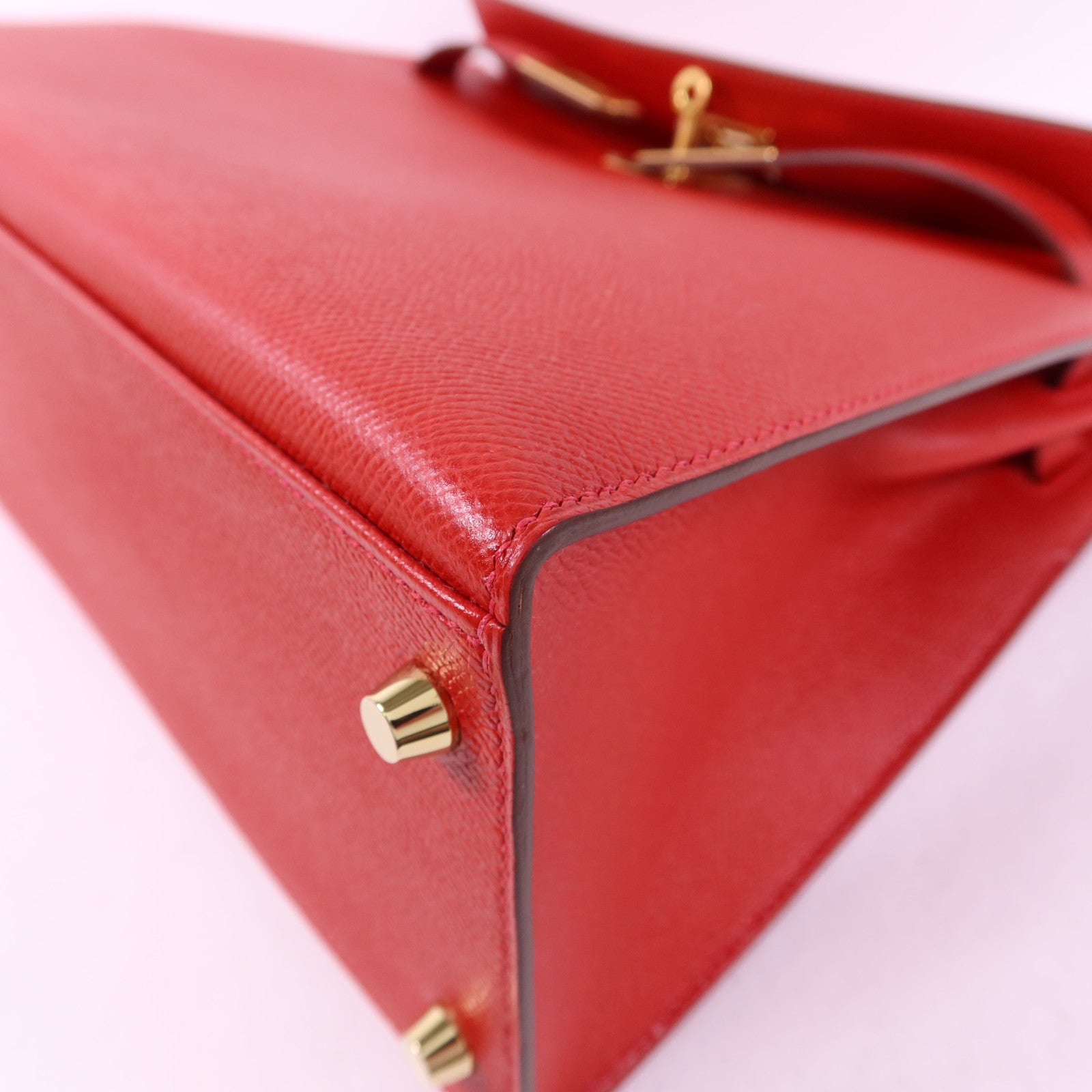 HERMES Epsom皮革Kelly 32金扣手挽肩背兩用袋Rouge Casaque