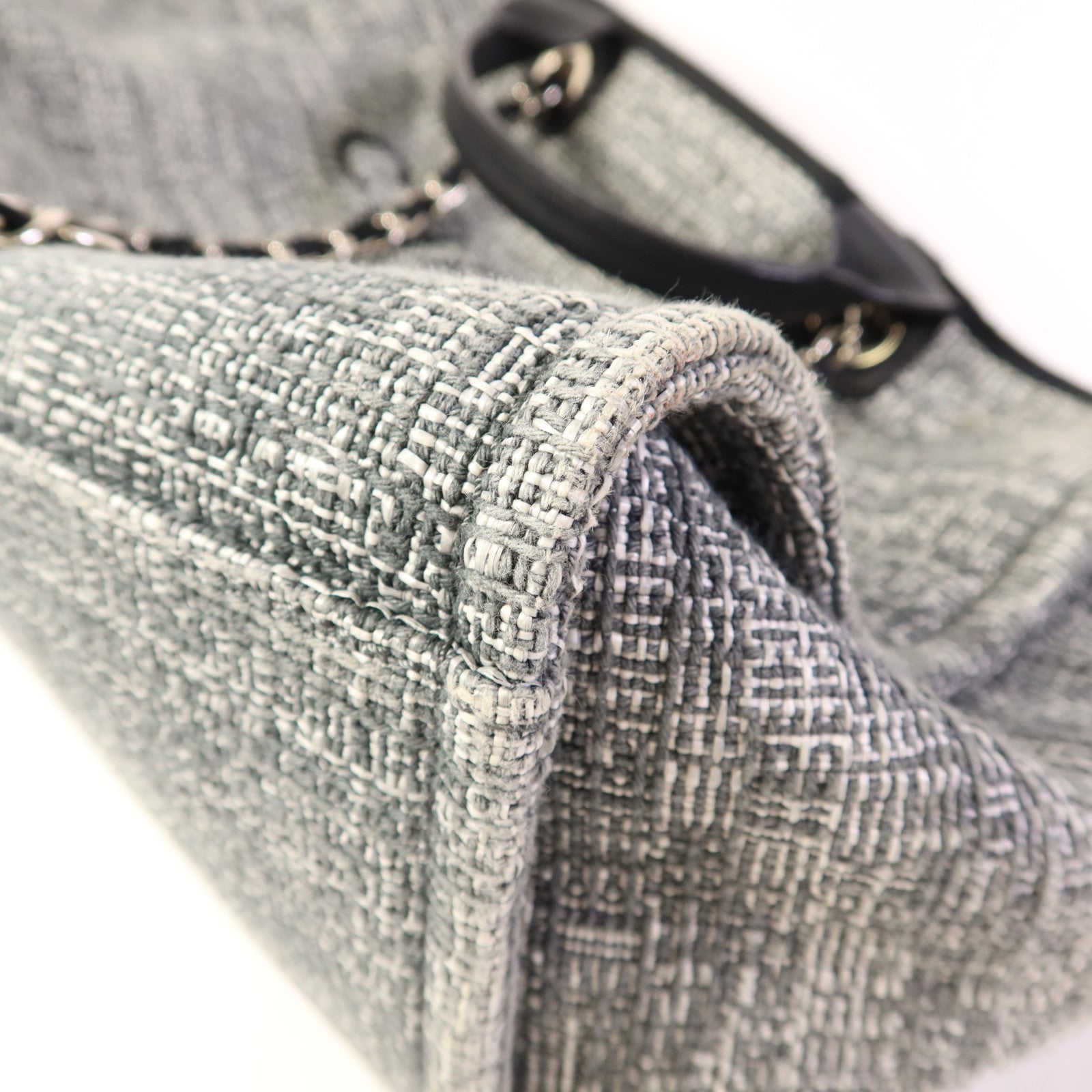 CHANEL 帆布Deauville Tote Bag銀扣手挽肩背兩用袋