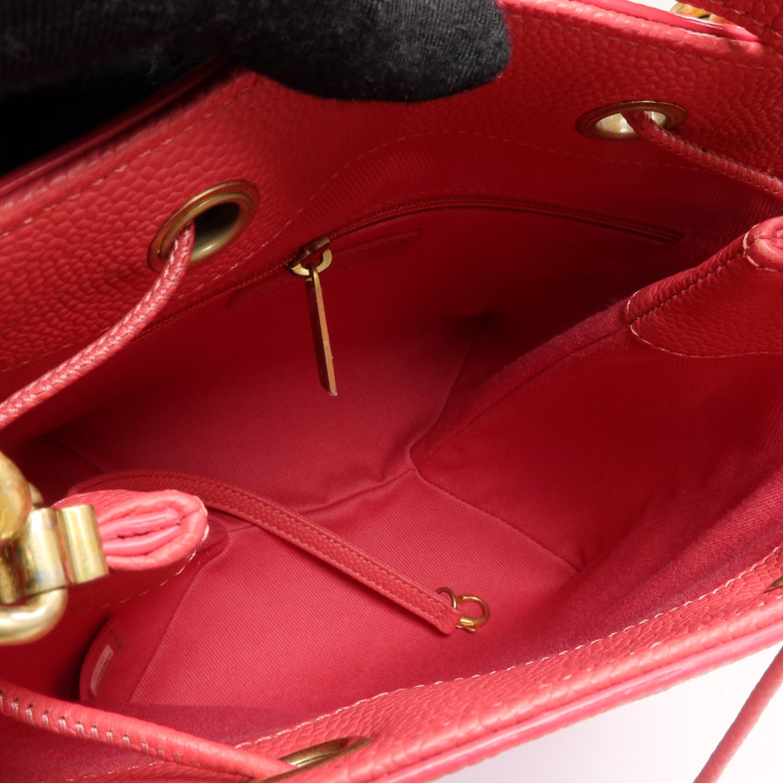 CHANEL 【激減優惠】牛皮皮革Bolsa CC Drawstring金扣手挽肩背兩用袋