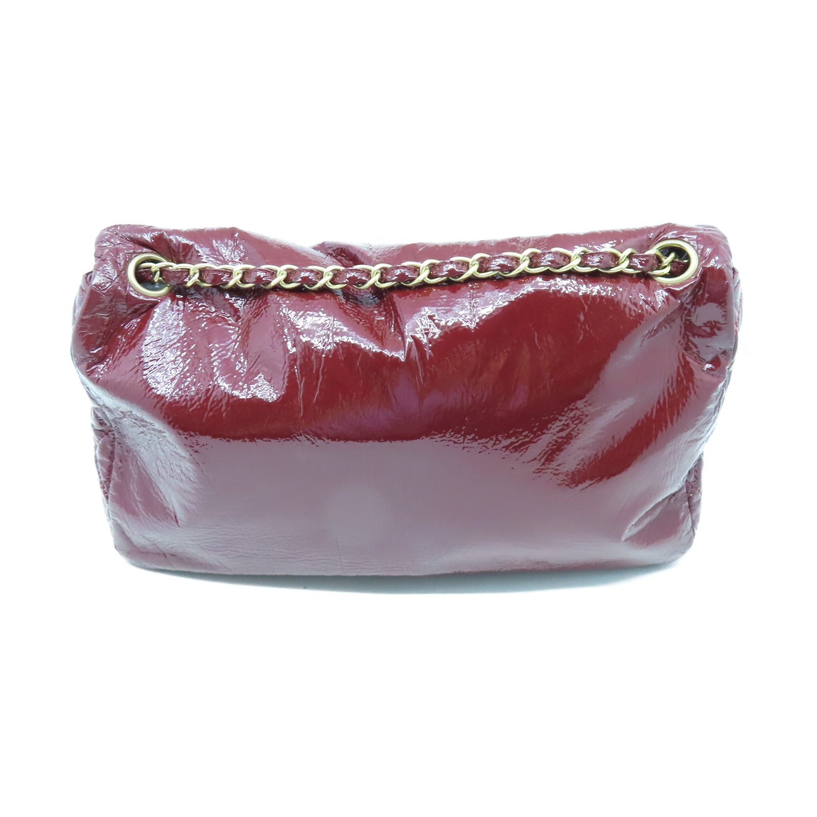 CHANEL 【激減優惠】漆皮皮革Shoulder Bag金扣鏈帶肩背袋深紅色