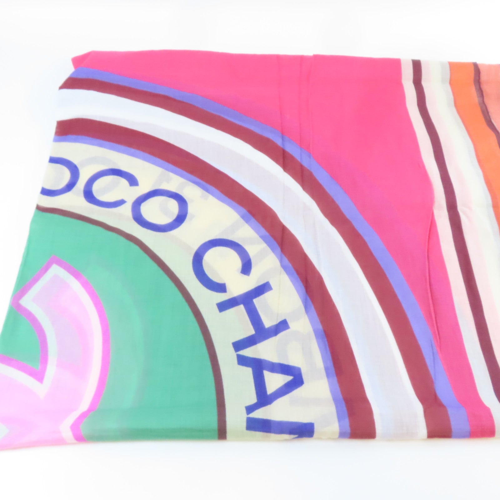 CHANEL 布料Scarf絲巾粉紅色/橙色/綠色