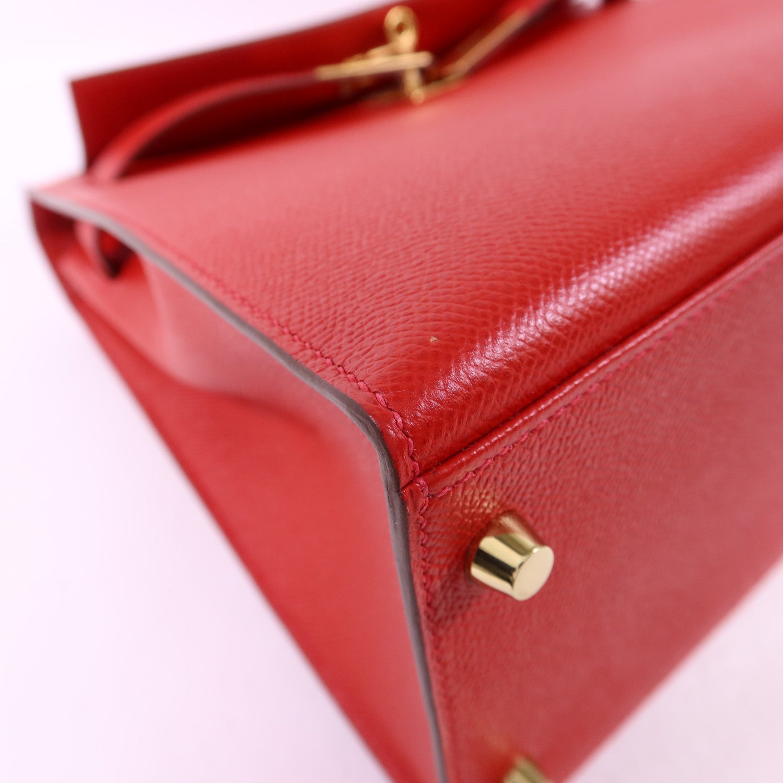 HERMES Epsom皮革Kelly 32金扣手挽肩背兩用袋Rouge Casaque
