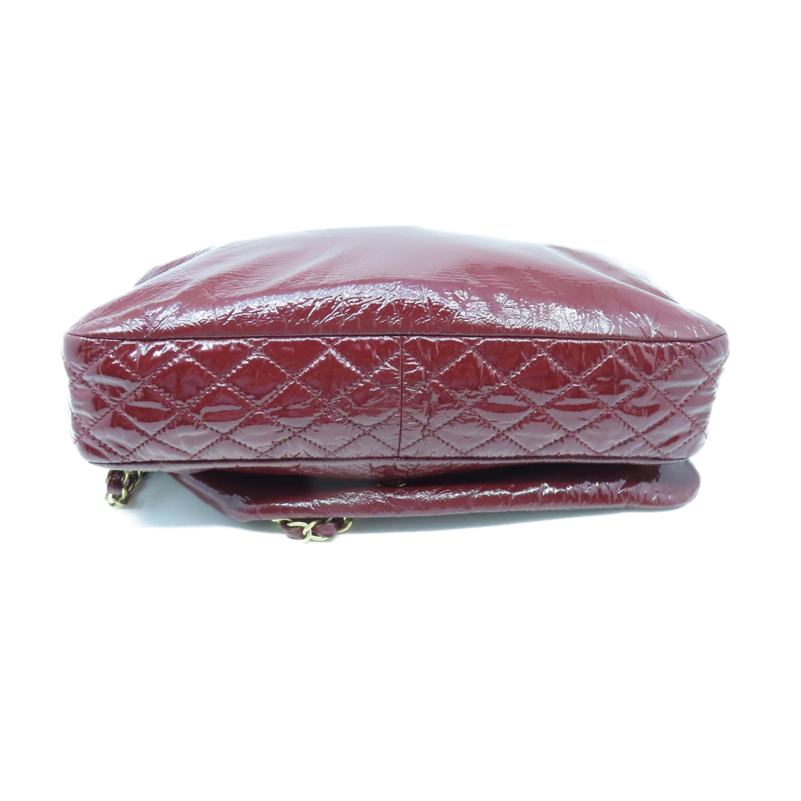 CHANEL 【激減優惠】漆皮皮革Shoulder Bag金扣鏈帶肩背袋深紅色