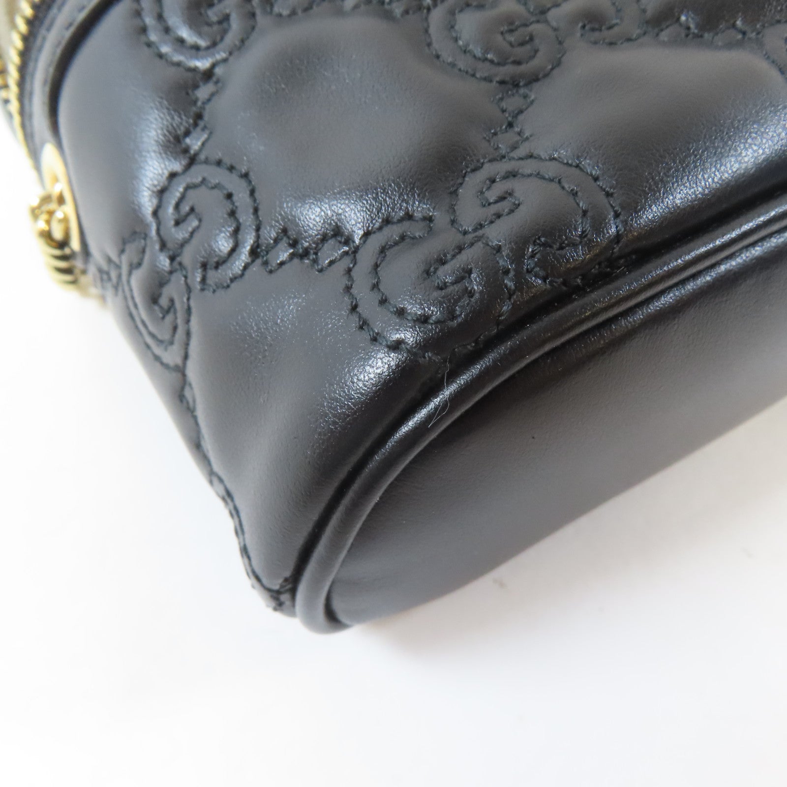 GUCCI 牛皮皮革GG Matelasse Top Handle Mini Bag金扣手挽肩背兩用袋黑色