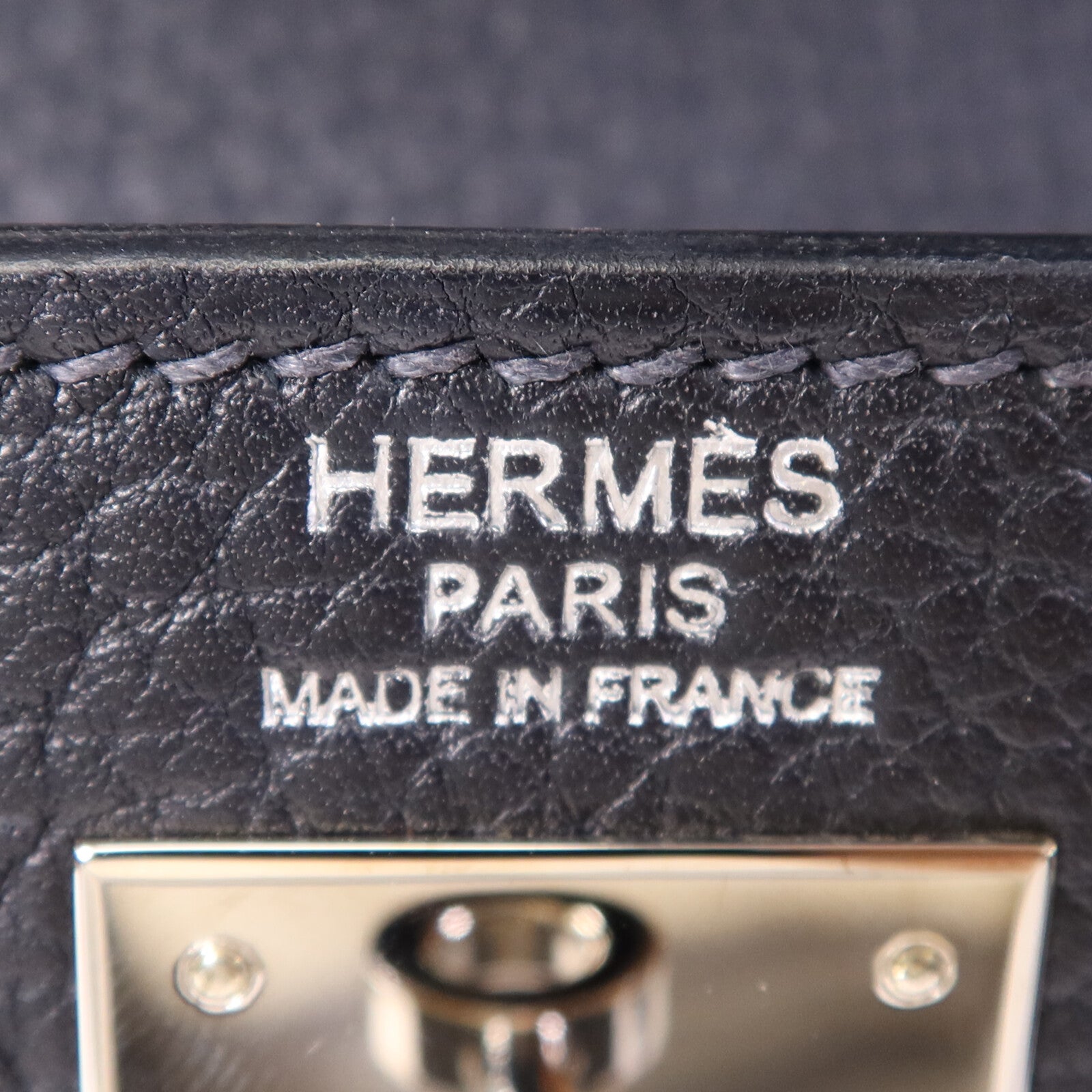 HERMES Fjord皮革Kelly 32銀扣手挽肩背兩用袋Navy