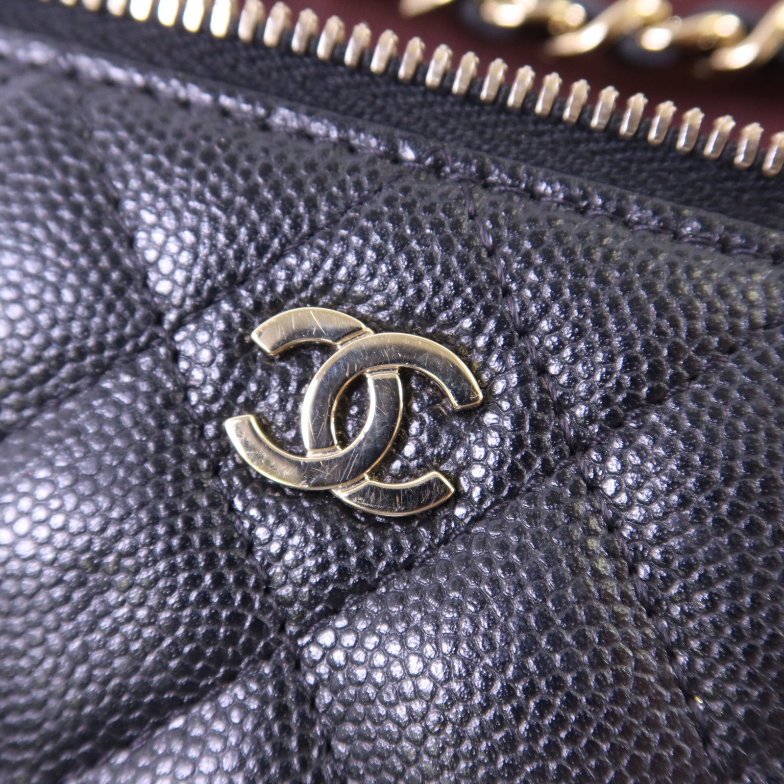 CHANEL 牛皮皮革Chain Shoulder金扣鏈帶肩背袋