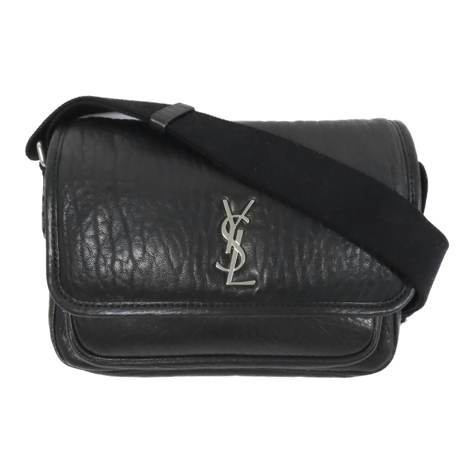 SAINT LAURENT 羊皮皮革Niki Messenger Bag銀扣肩背袋
