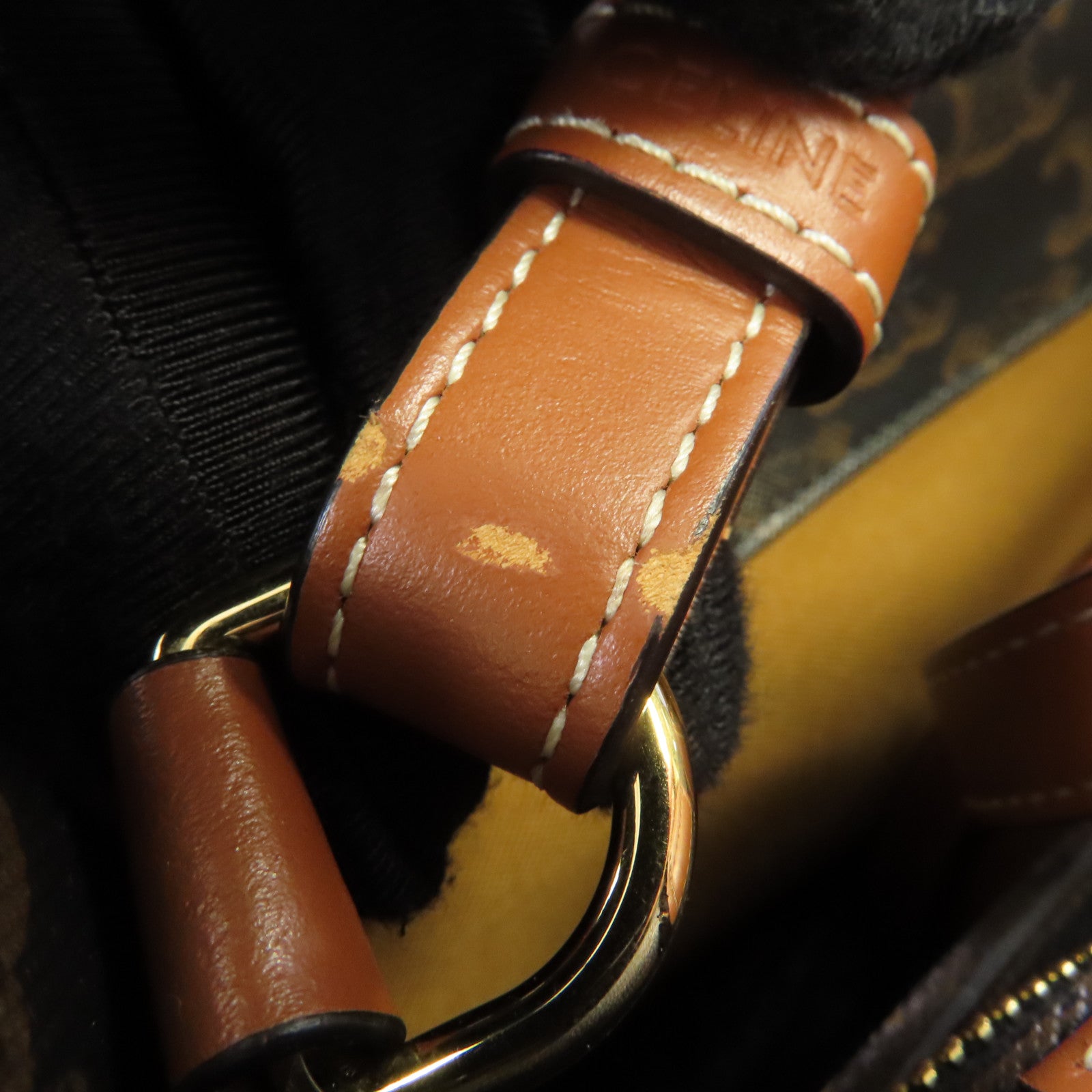 CELINE 塗層帆布Small Cabas Vertical Triomphe金扣肩背袋啡色