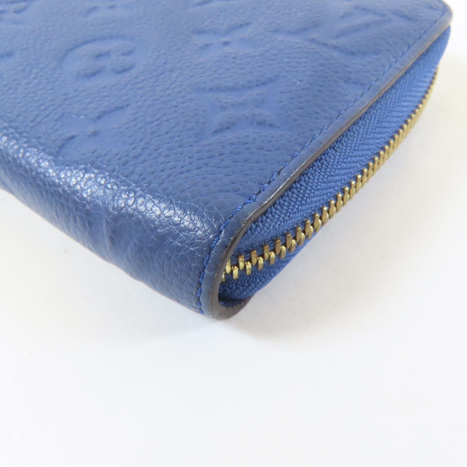 LOUIS VUITTON 【激減優惠】Monogram Empreinte Zipper Long Wallet 金扣L形拉藍色鍊長錢包