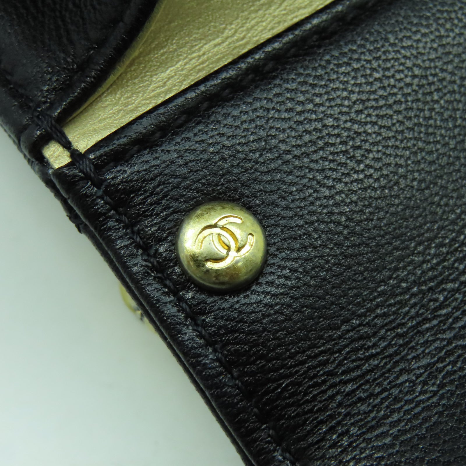 CHANEL 菱格牛皮皮革Chain Shoulder Bag金扣鏈帶肩背袋黑色