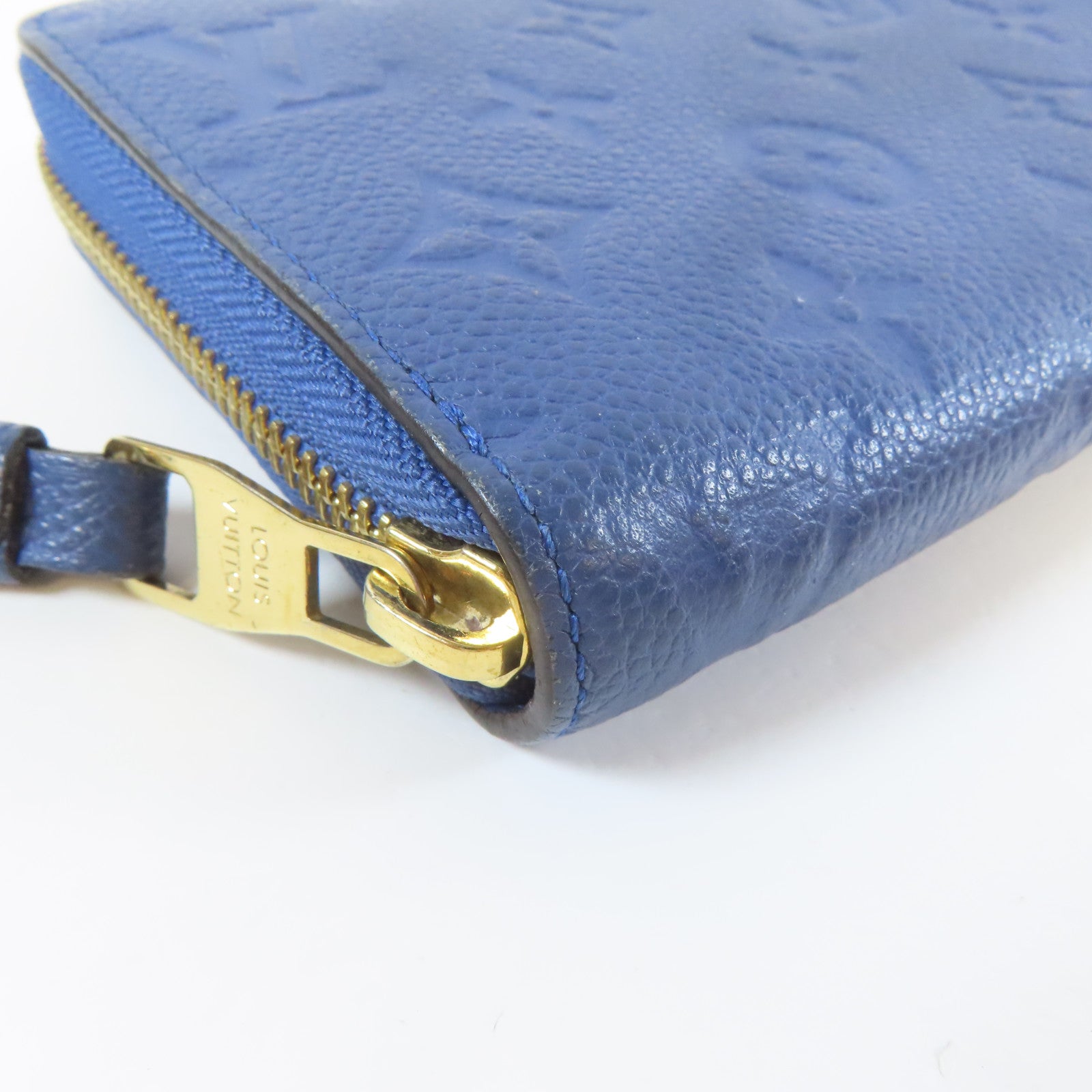 LOUIS VUITTON 【激減優惠】Monogram Empreinte Zipper Long Wallet 金扣L形拉藍色鍊長錢包