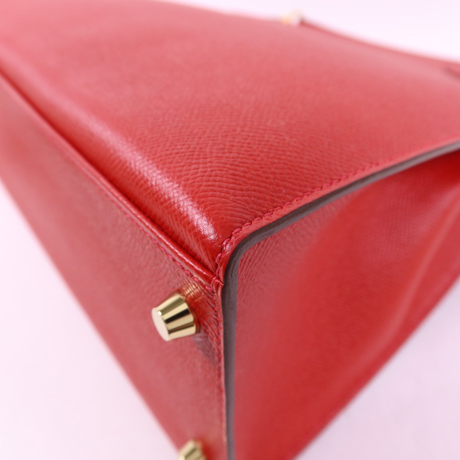 HERMES Epsom皮革Kelly 32金扣手挽肩背兩用袋Rouge Casaque