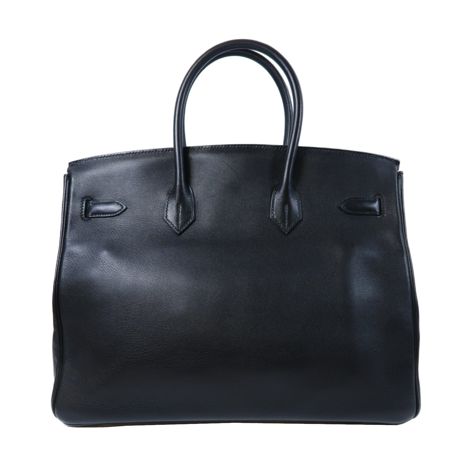 HERMES Evercalf皮革Birkin 35銀扣手挽袋黑色