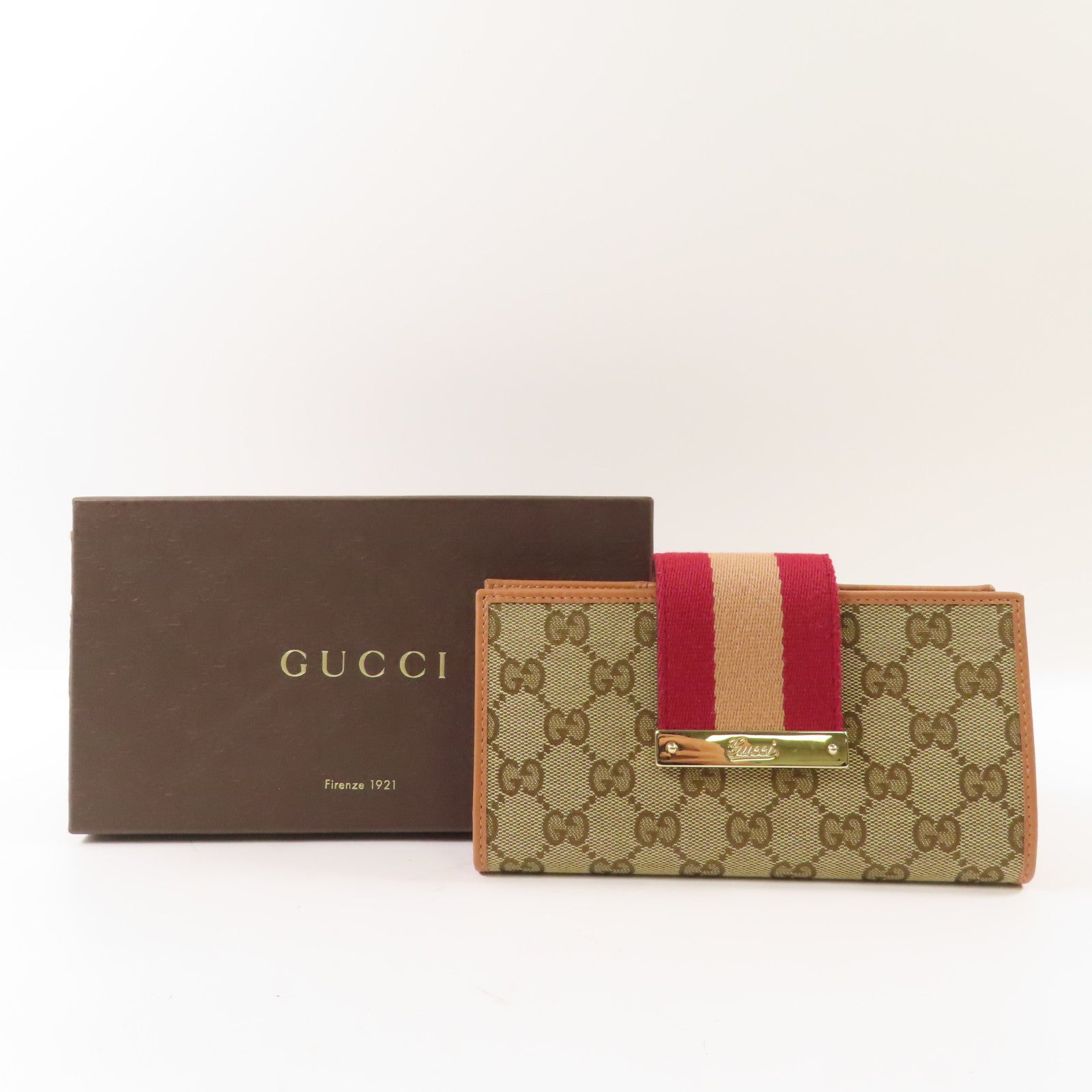 GUCCI 帆布Long Bifold Wallet金扣長錢包