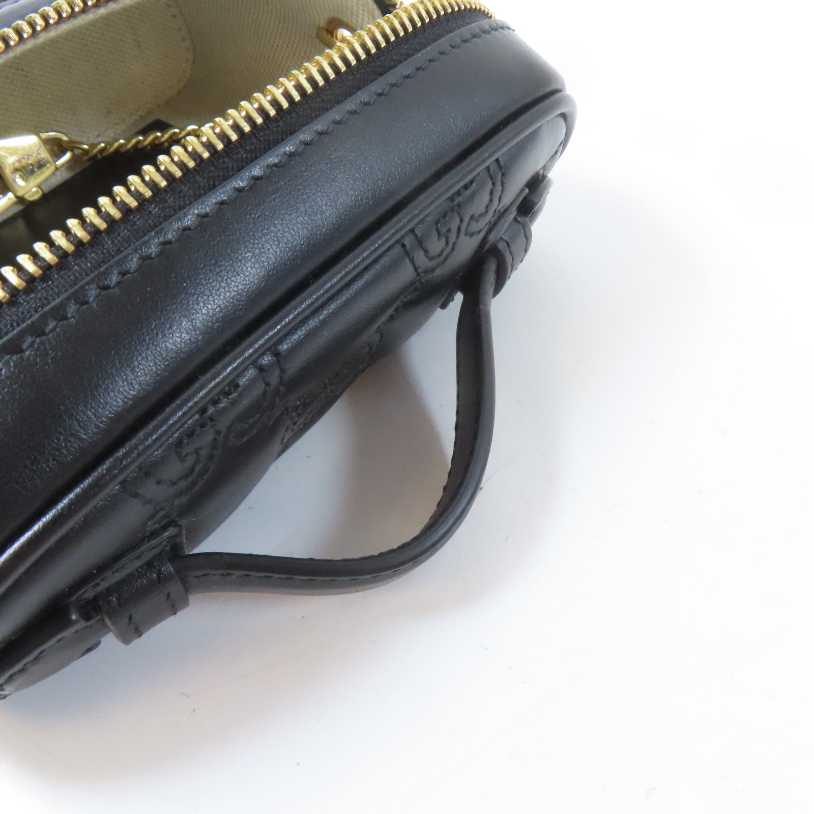 GUCCI 牛皮皮革GG Matelasse Top Handle Mini Bag金扣手挽肩背兩用袋黑色