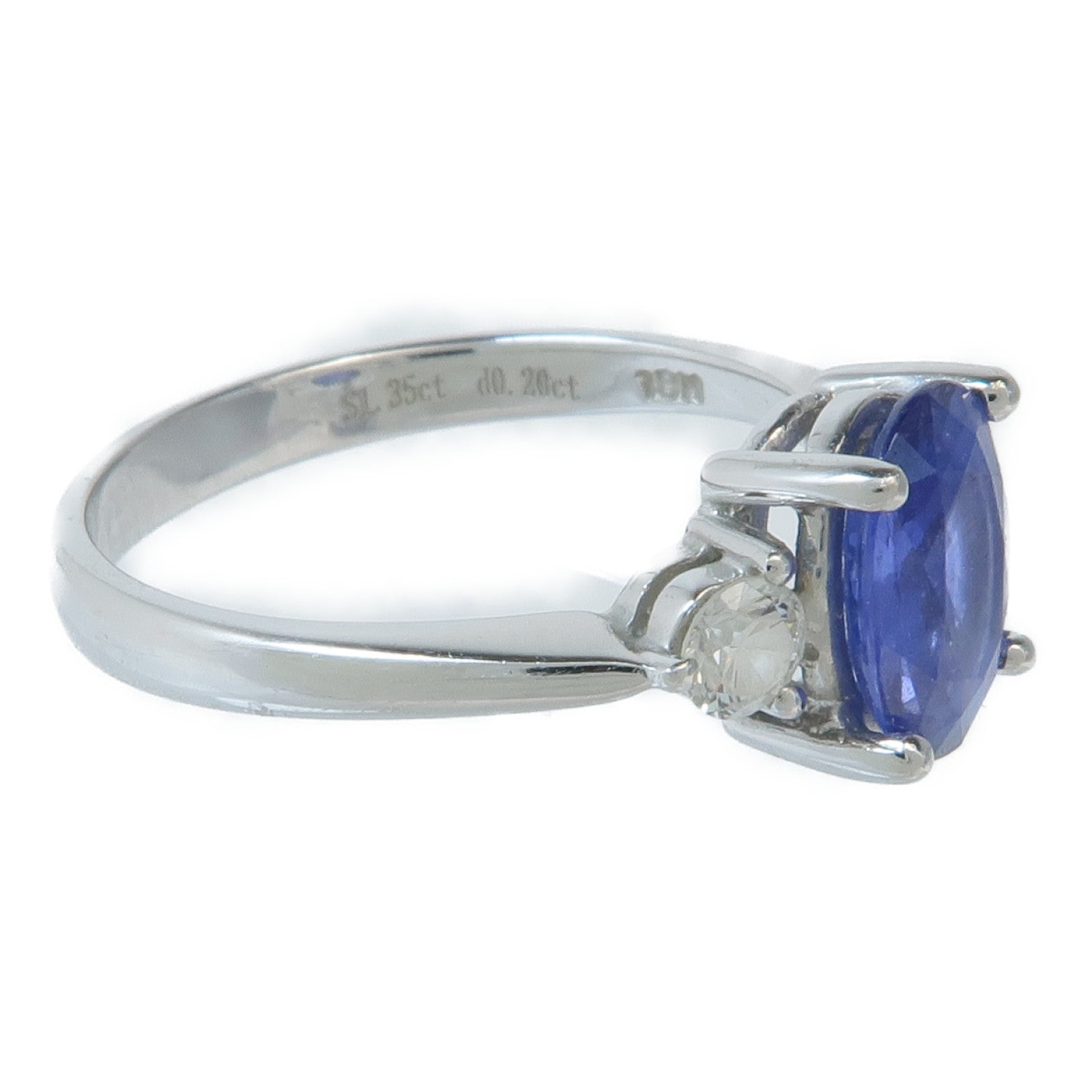 JEWELRY 18K白金Sapphire Diamond Ring藍寶石/鑽石戒指US#5.75