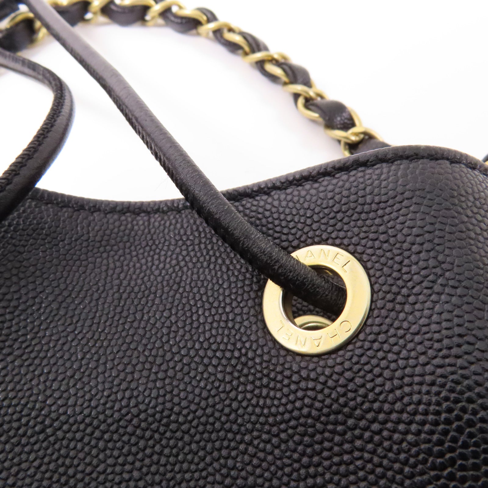 CHANEL【激減優惠】 牛皮皮革Drawstring Bucket金扣鏈帶肩背袋