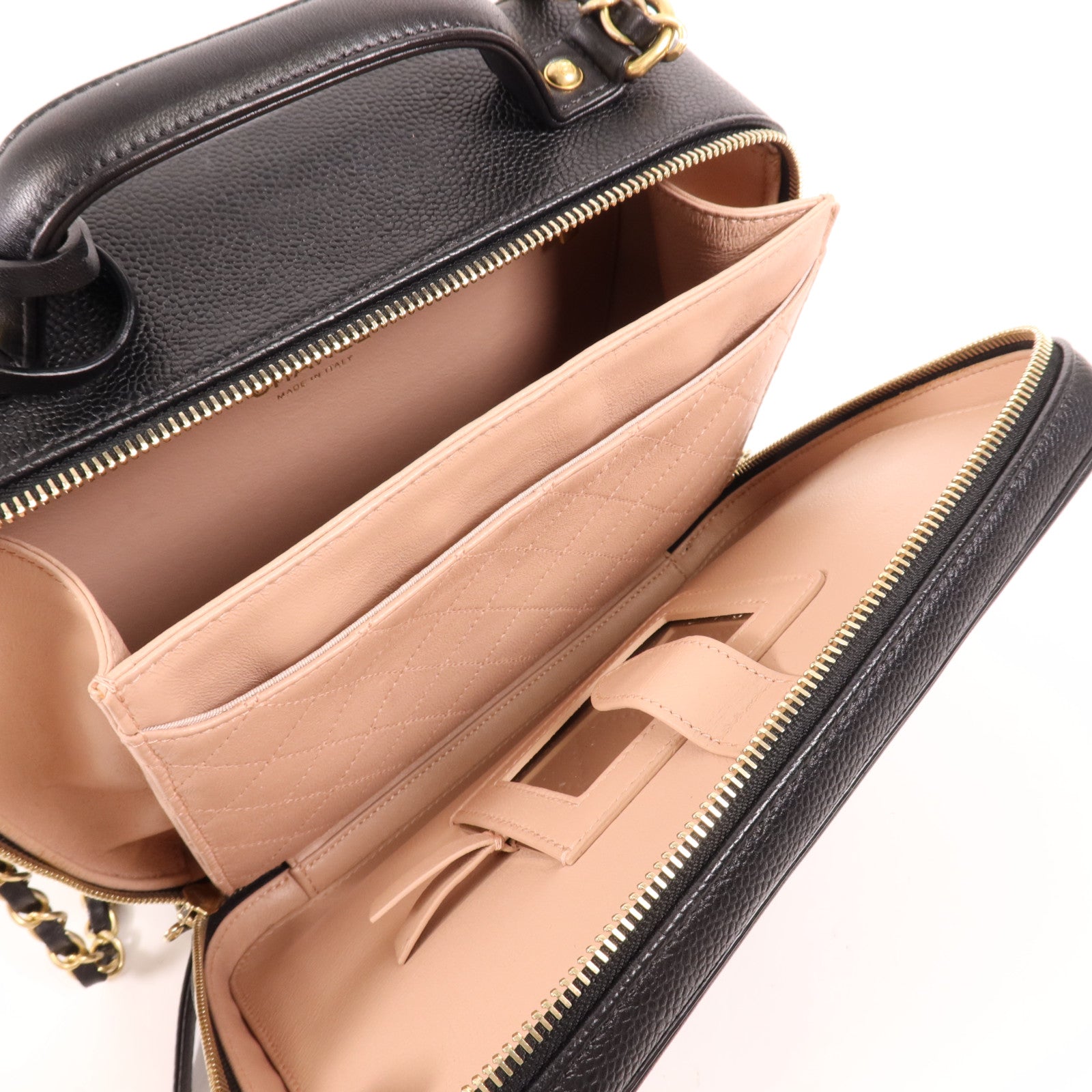 CHANEL 牛皮皮革CC Filigree Vanity金扣手挽肩背兩用袋