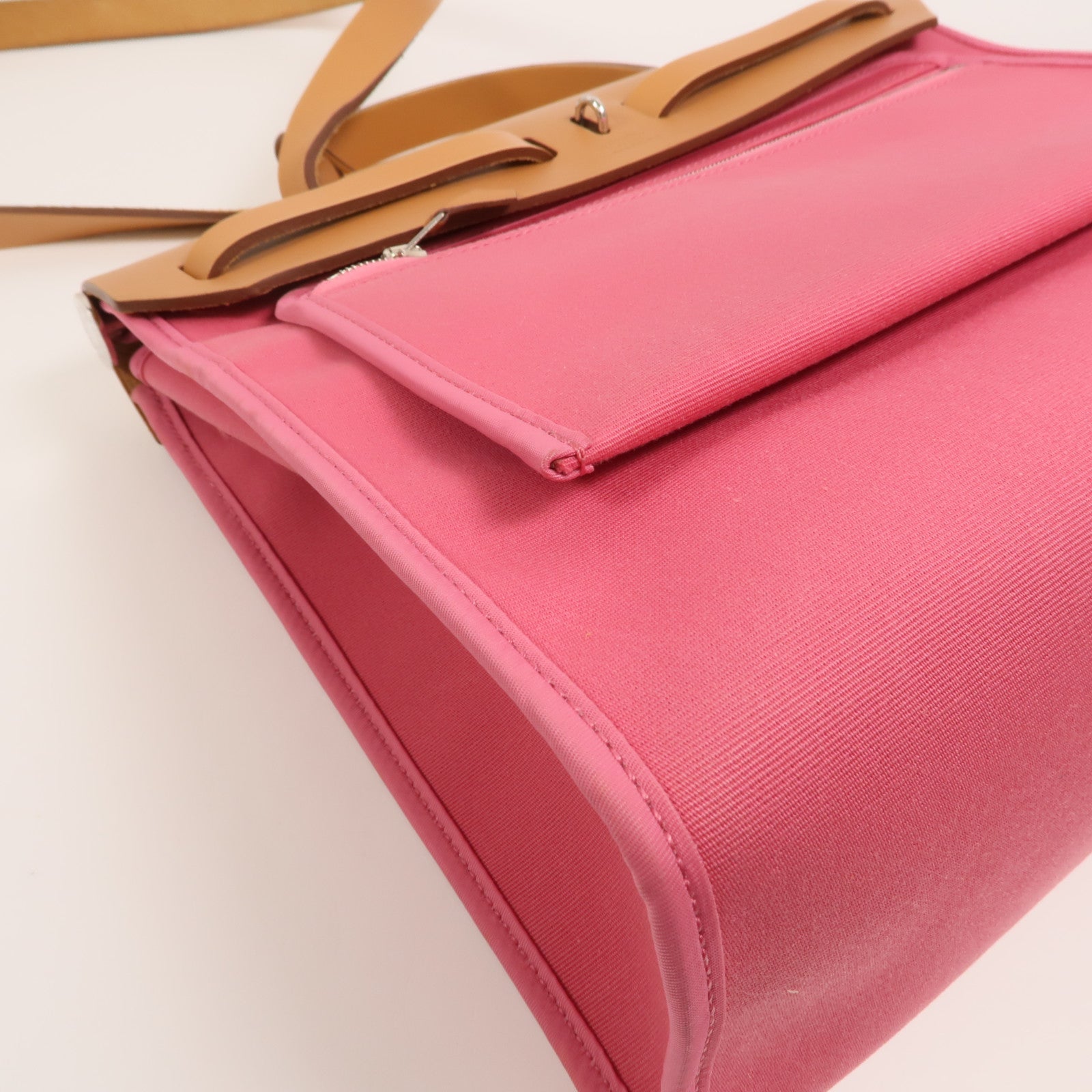 HERMES 帆布Herbag PM手挽肩背兩用袋Rose Hortensia