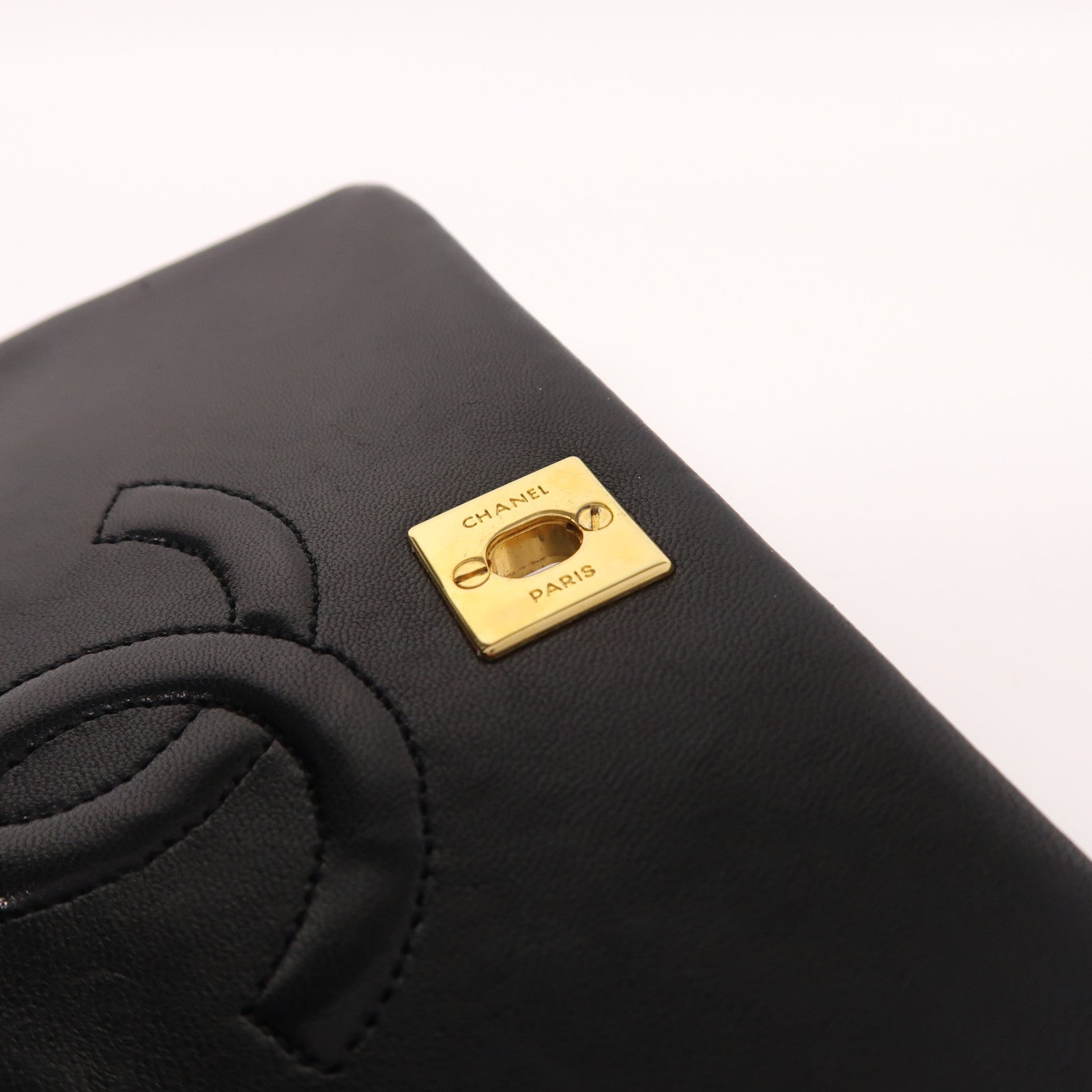 CHANEL 羊皮皮革Vintage Chain Shoulder金扣鏈帶肩背袋