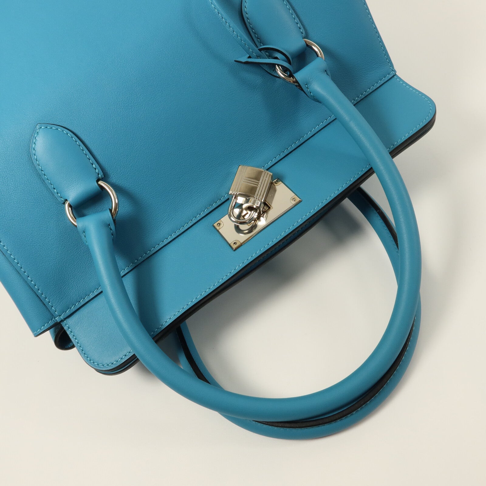 HERMES Swift皮革Toolbox 26手挽肩背兩用袋Turquoise