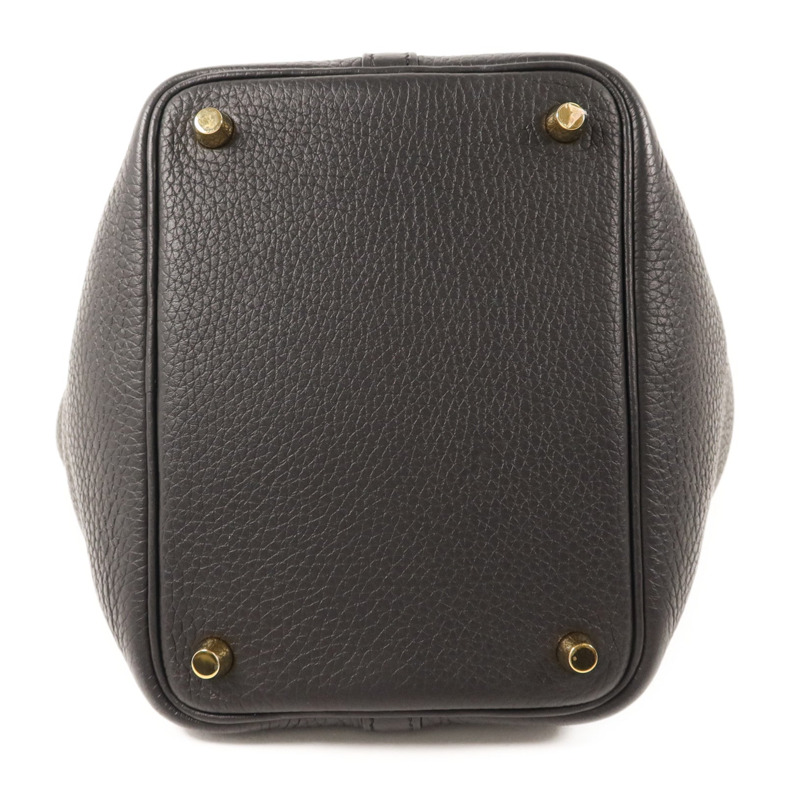 HERMES Clemence皮革Picotin PM金扣手挽袋Noir