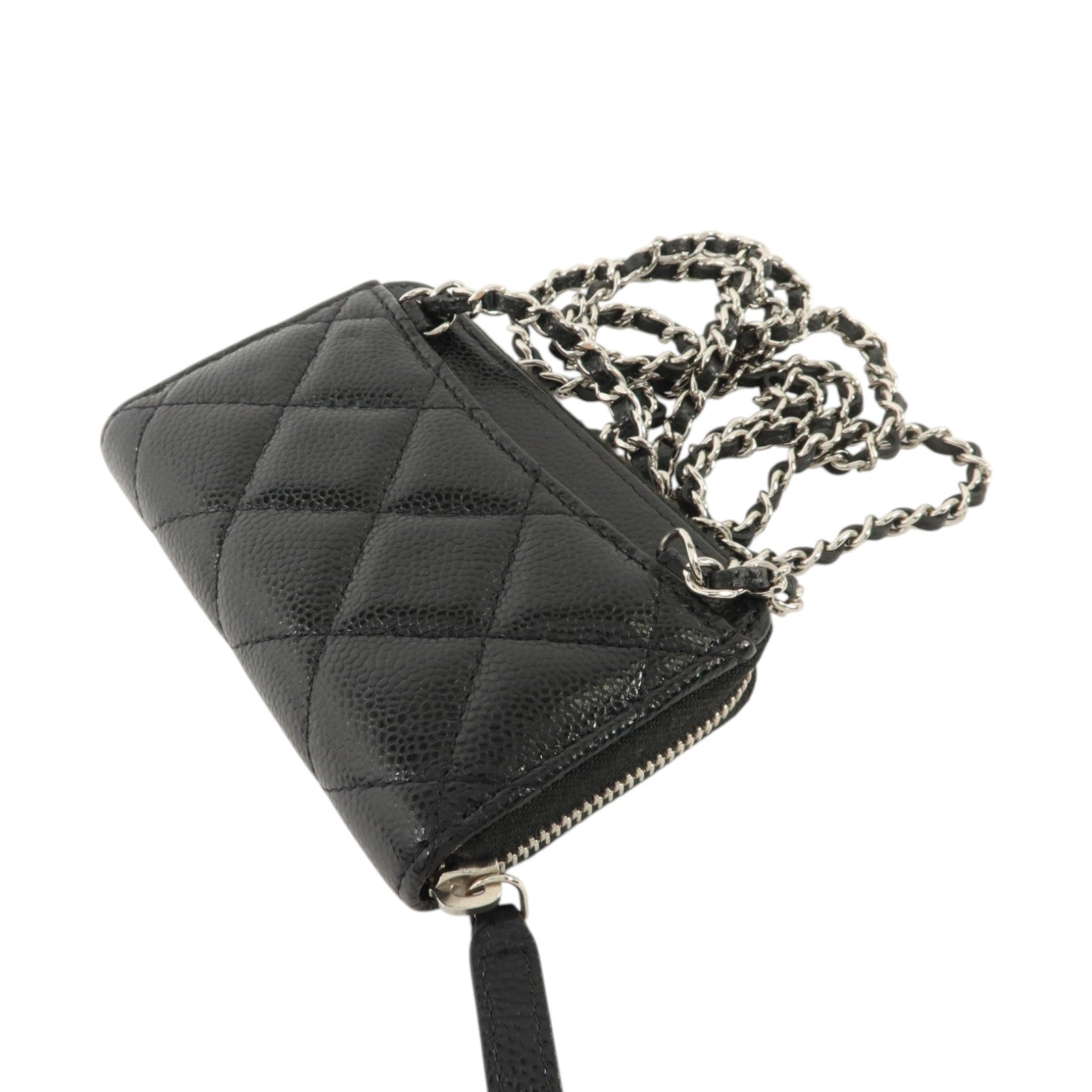 CHANEL 牛皮皮革Classic Zipped Coin Purse With Chain銀扣零錢包