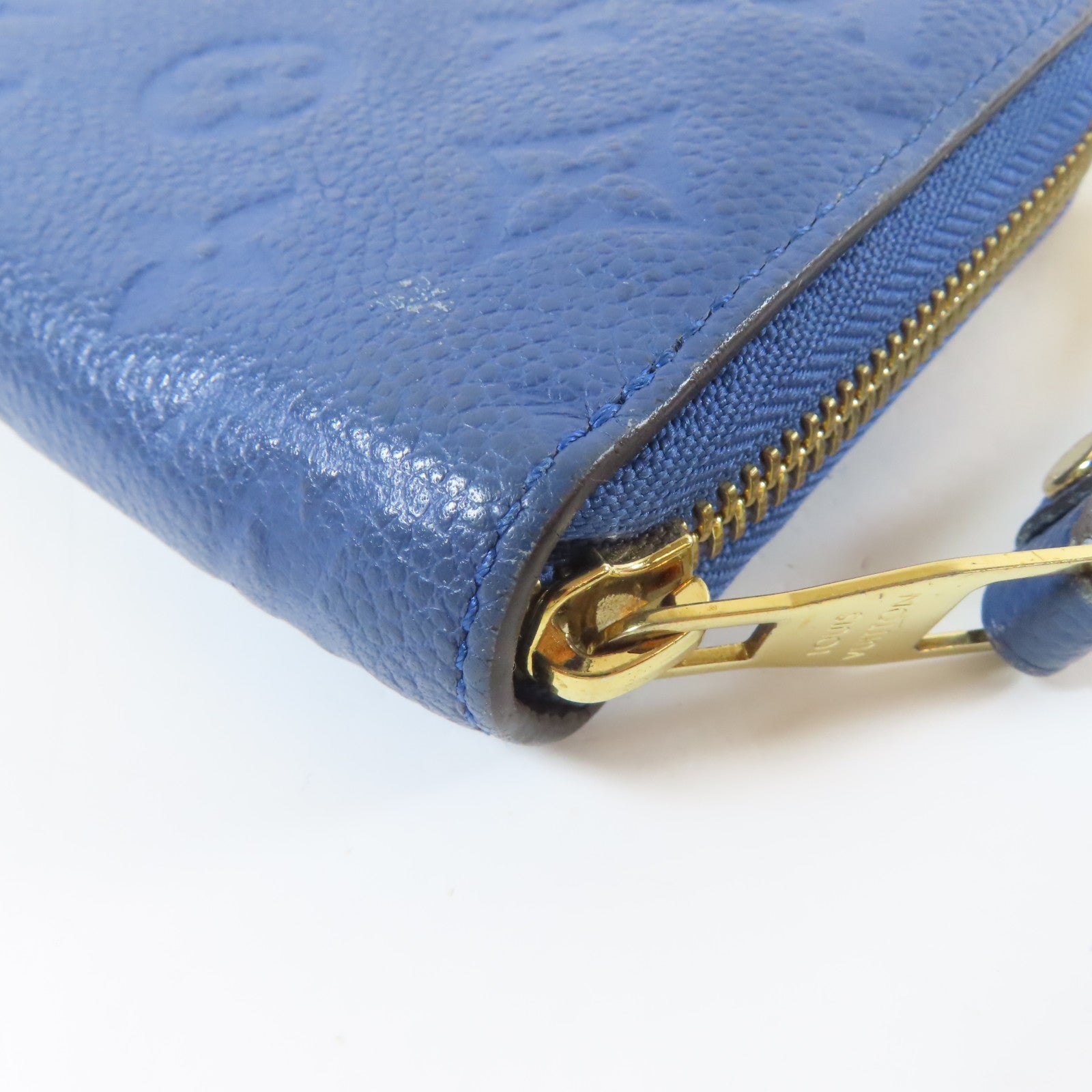LOUIS VUITTON 【激減優惠】Monogram Empreinte Zipper Long Wallet 金扣L形拉藍色鍊長錢包