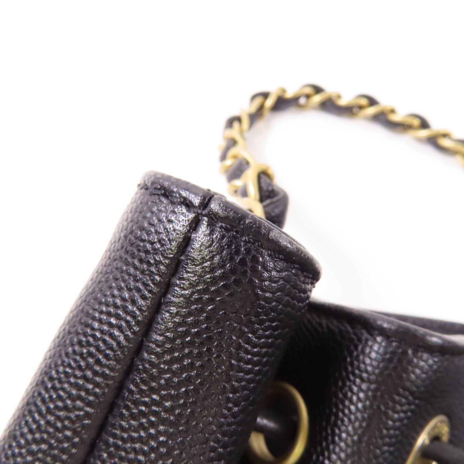 CHANEL【激減優惠】 牛皮皮革Drawstring Bucket金扣鏈帶肩背袋