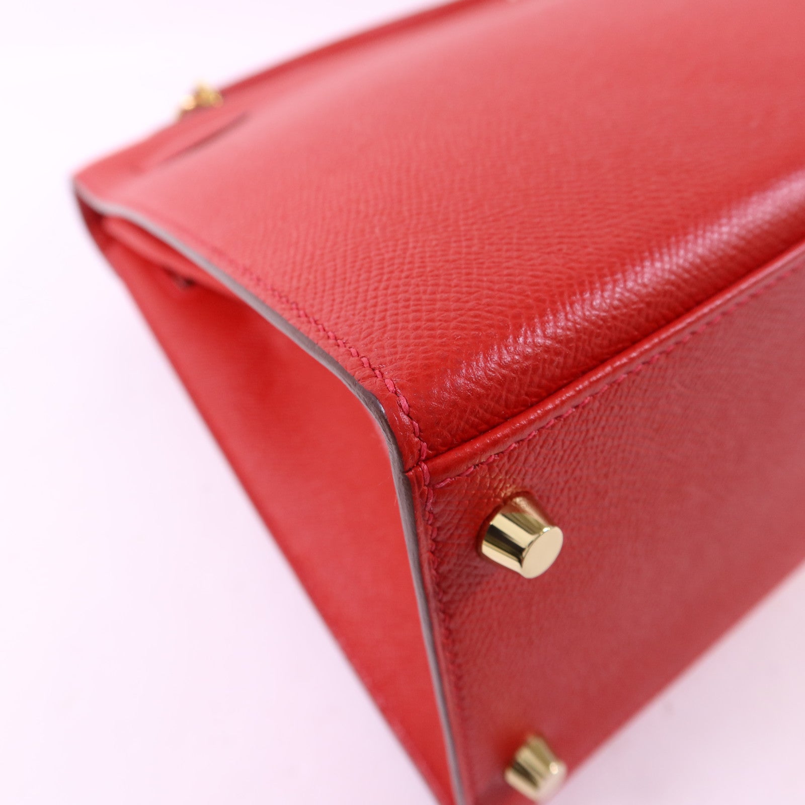HERMES Epsom皮革Kelly 32金扣手挽肩背兩用袋Rouge Casaque