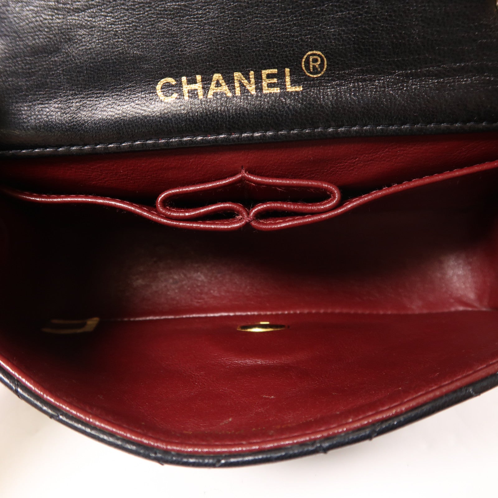 CHANEL 羊皮皮革Vintage Chain Shoulder金扣鏈帶肩背袋