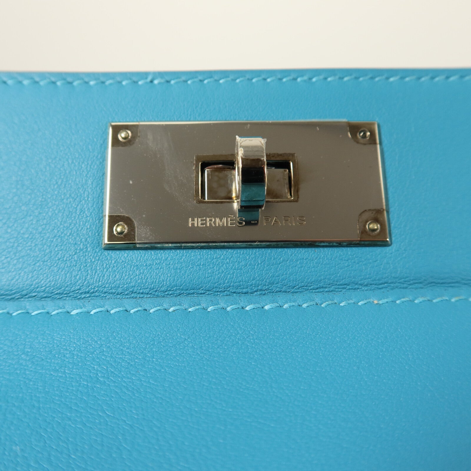 HERMES Swift皮革Toolbox 26手挽肩背兩用袋Turquoise