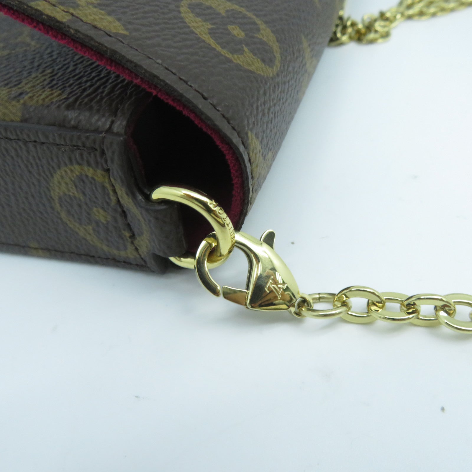LOUIS VUITTON Monogram Felicie Pochette金扣鏈帶肩背袋啡色