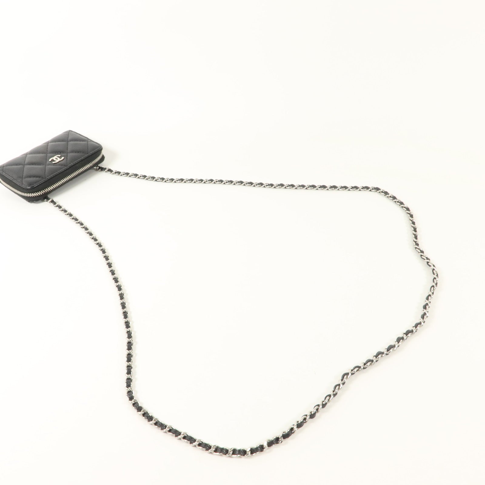 CHANEL 牛皮皮革Classic Zipped Coin Purse With Chain銀扣零錢包