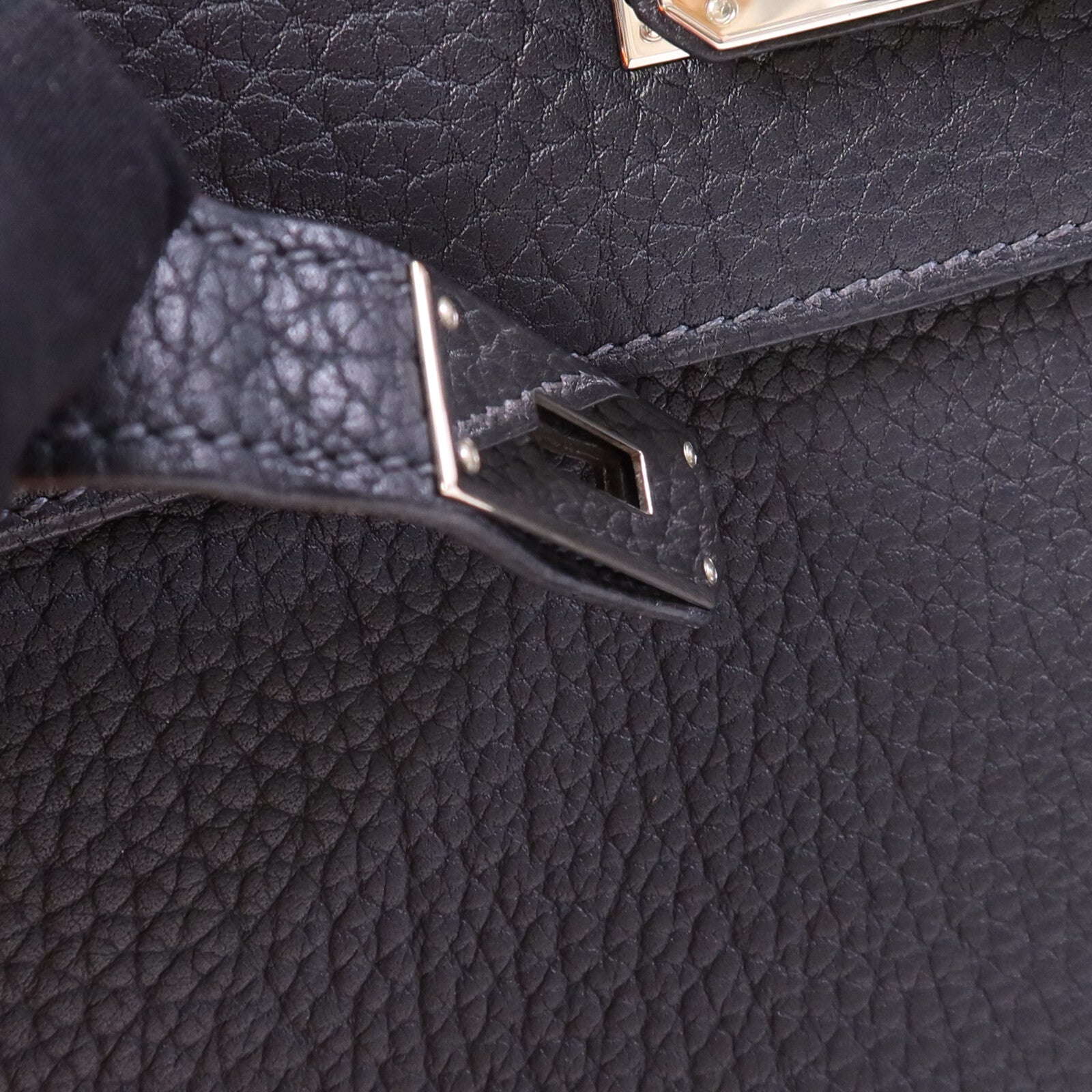 HERMES Fjord皮革Kelly 32銀扣手挽肩背兩用袋Navy