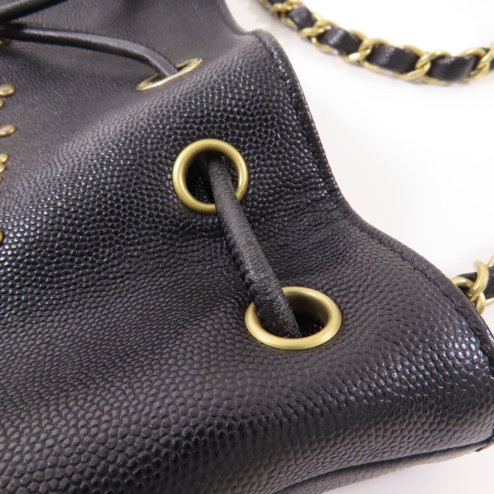 CHANEL【激減優惠】 牛皮皮革Drawstring Bucket金扣鏈帶肩背袋