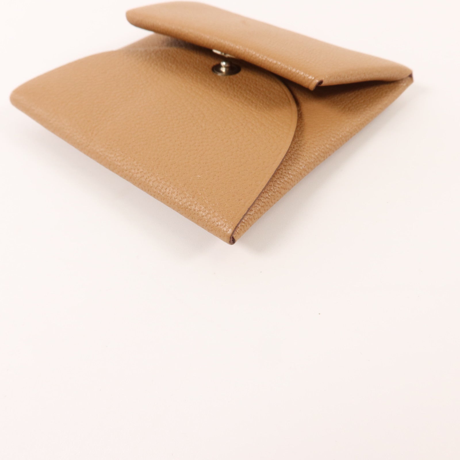 HERMES Chevre皮革/Mysore皮革Bastia零錢包Quebracho/Mauve Sylvestre