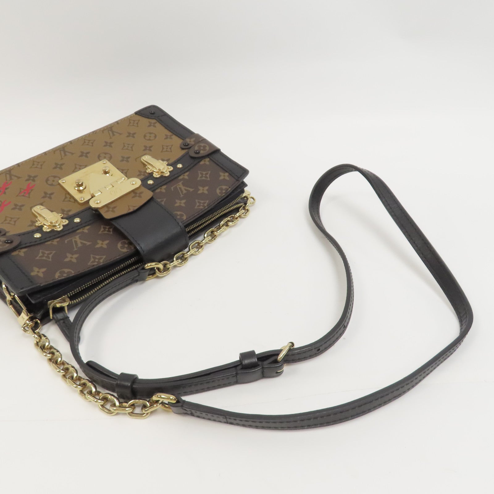 LOUIS VUITTON (PRICE DOWN) LV GHW Trunk Clutch Crossbody Bag Shoulder Monogram M43596 Brown