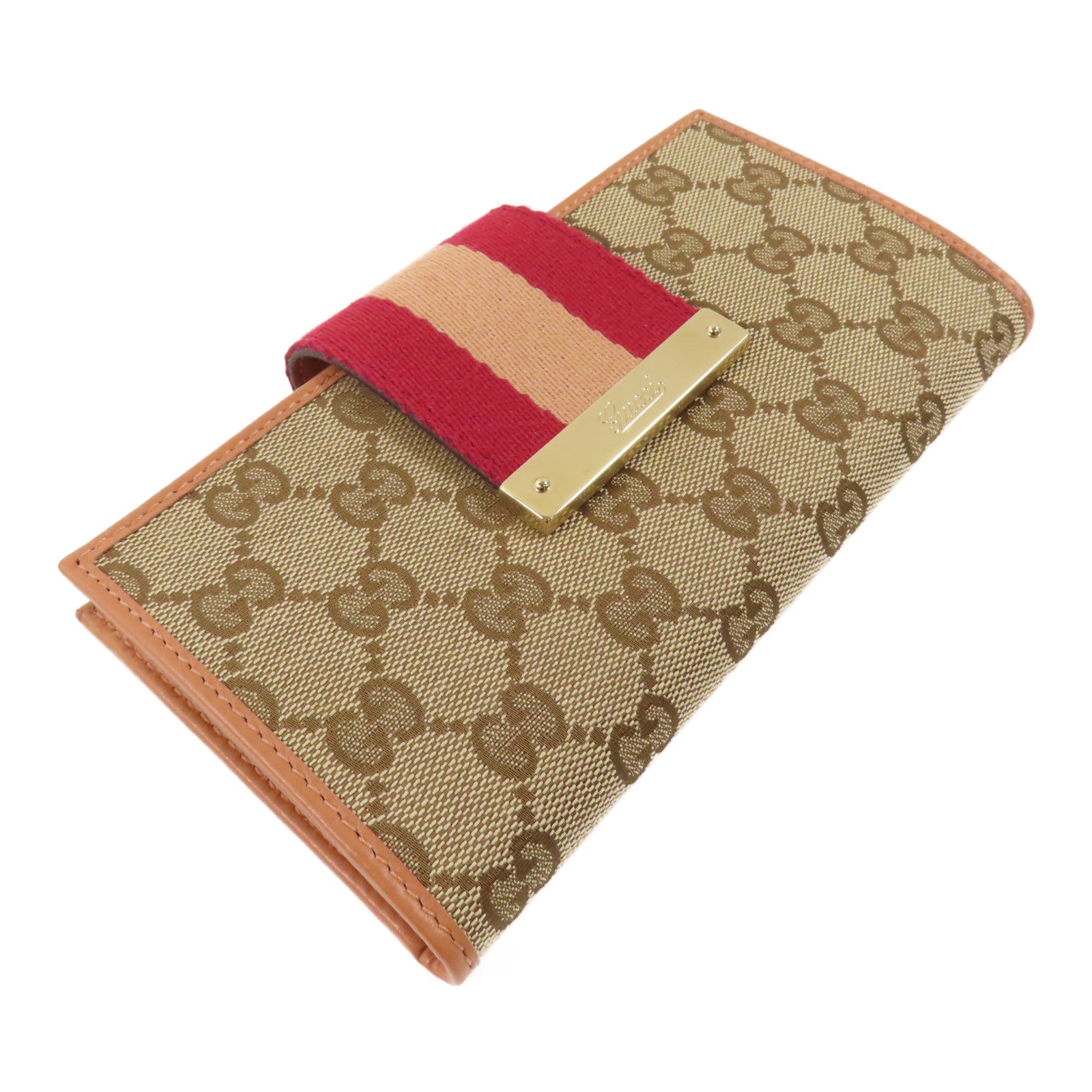 GUCCI 帆布Long Bifold Wallet金扣長錢包