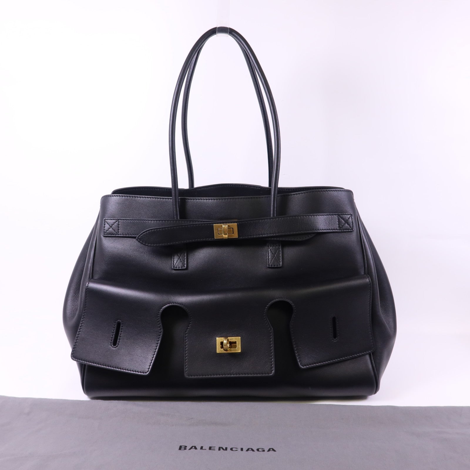 BALENCIAGA 牛皮皮革Bel Air金扣肩背袋