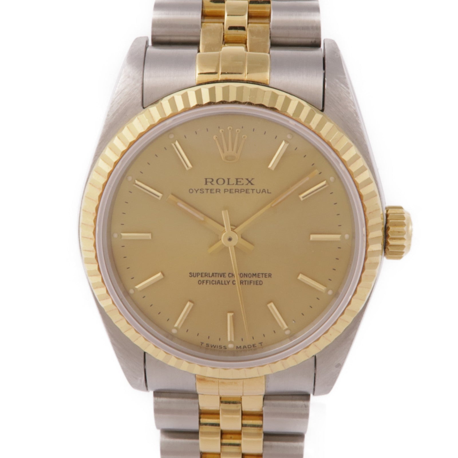 ROLEX Oyster Perpetual Automatic Watch 67513 18K Yellow Gold Stainless Steel