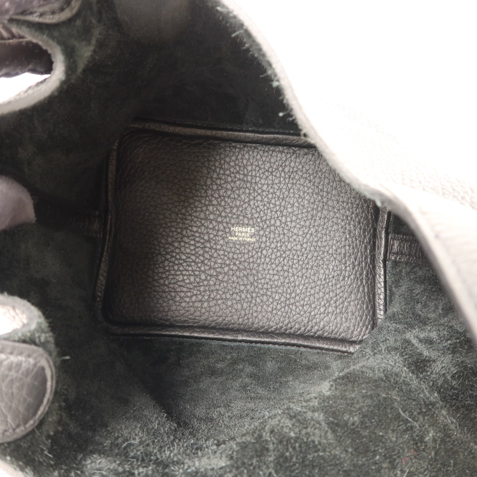 HERMES Clemence皮革Picotin PM金扣手挽袋Noir