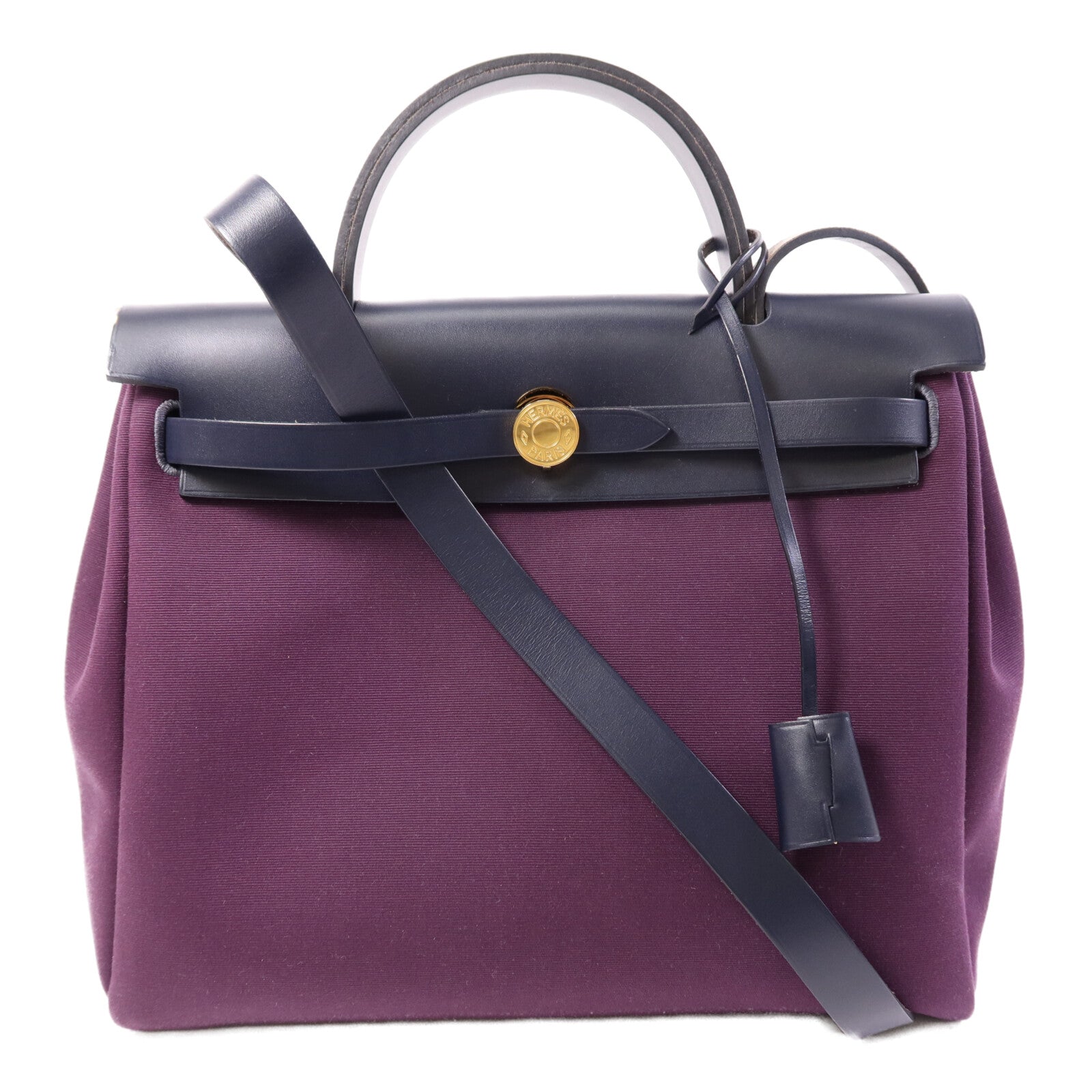 HERMES 【激減優惠】帆布Herbag PM金扣手挽肩背兩用袋Cassis