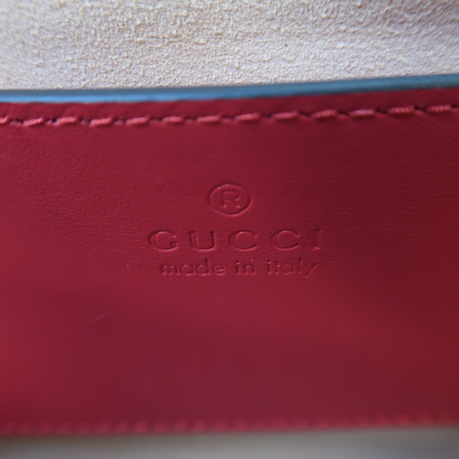 GUCCI **【激減優惠】牛皮皮革GG Marmont Shoulder Bag金扣鏈帶肩背袋紅色