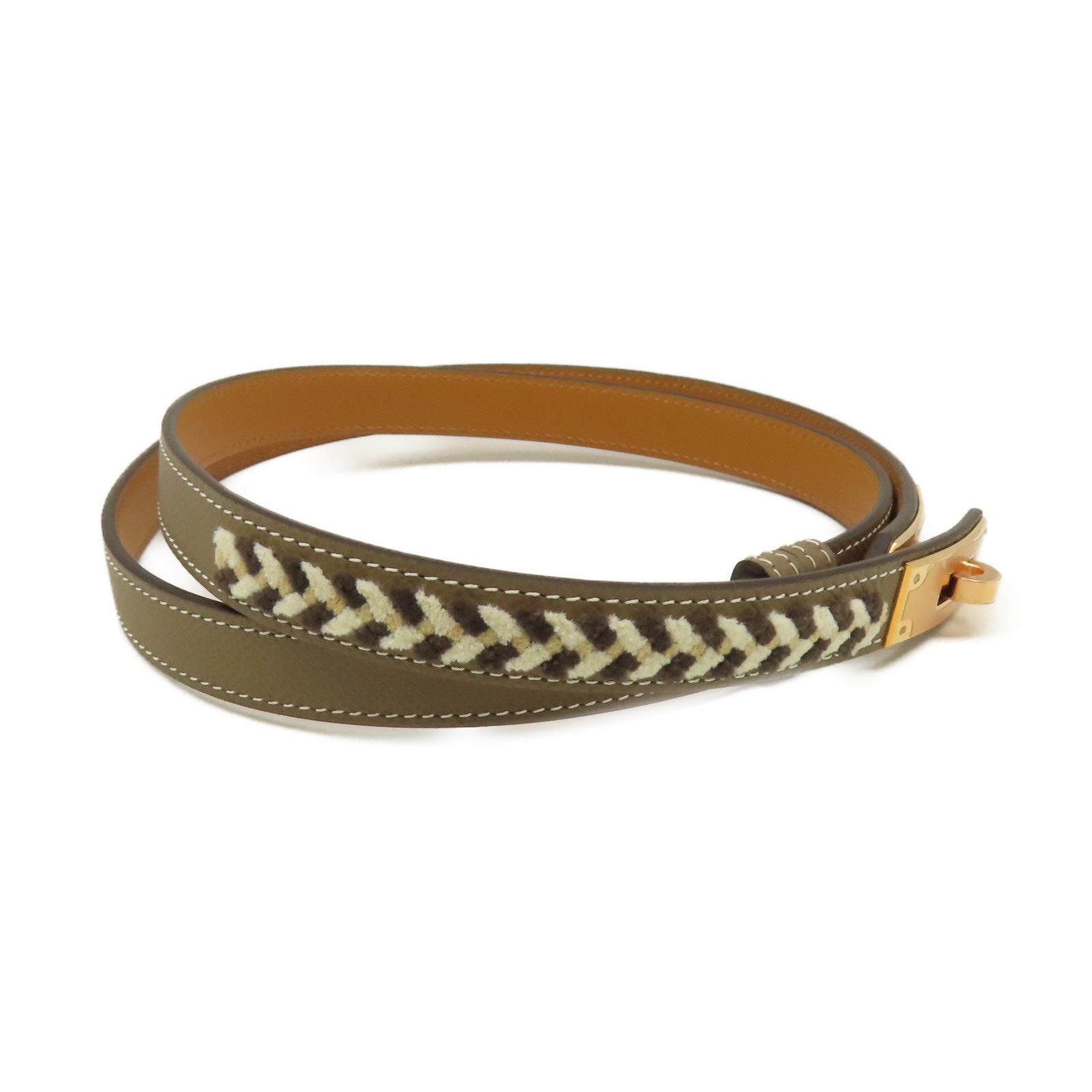 HERMES 【激減優惠】Epsom皮革Kelly Belt金扣皮革帶Etoupe大象灰色